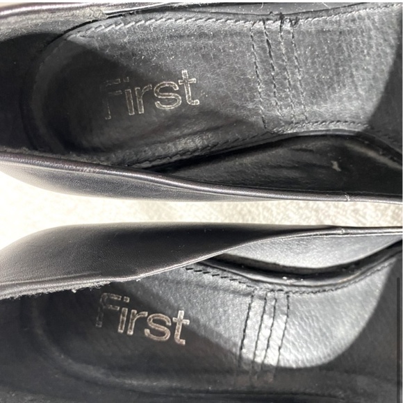 First Black Leather Round Toe Pumps Heels 38 - Picture 7 of 14